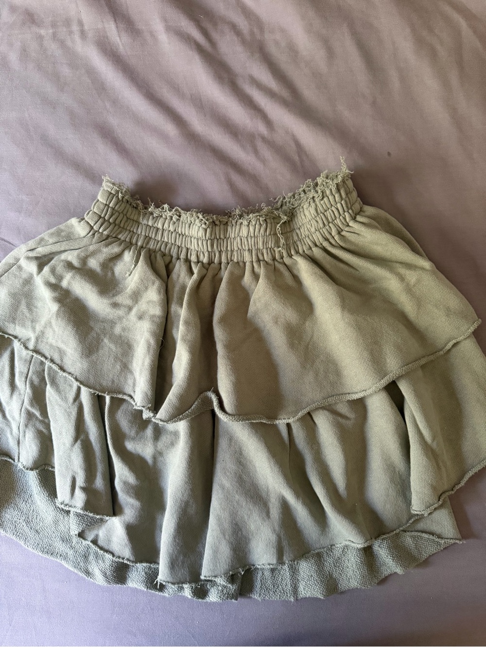Olive Green Aerie Ruffled Skirt